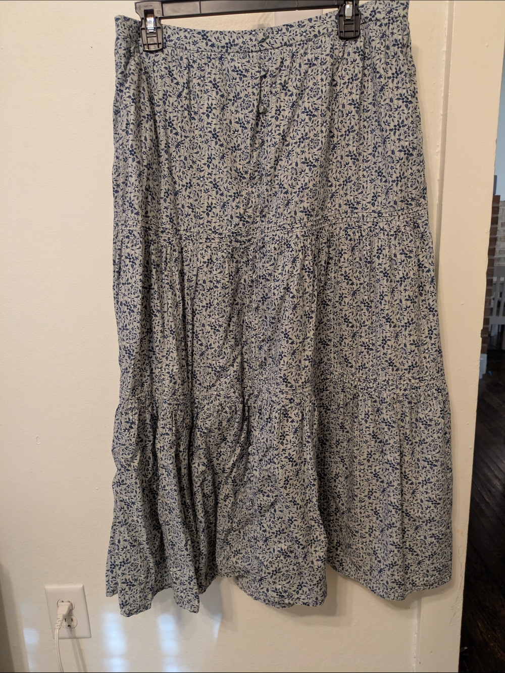 Madewell Blue and White Floral Maxi Skirt